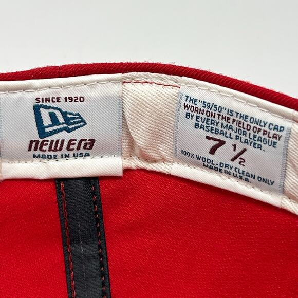 Vintage 90s Boston Red Sox Hat Baseball Cap New Era 5950 Wool USA Fitted 7 1/2 - Picture 9 of 10